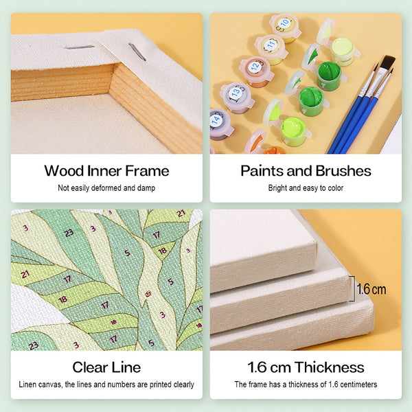Mini Paint by numbers 6"x6" (9 pieces) - Modern Plant Art