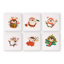 Load image into Gallery viewer, Mini Paint by numbers 6&quot;x6&quot; (6 pieces) - Christmas Winter Penguin