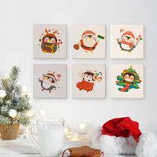 Load image into Gallery viewer, Mini Paint by numbers 6&quot;x6&quot; (6 pieces) - Christmas Winter Penguin