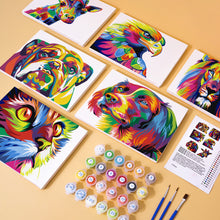 Load image into Gallery viewer, Mini Paint by numbers 6 pieces - Colorful Abstract Animals