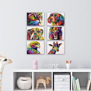 Mini Paint by numbers 6 pieces - Colorful Abstract Animals