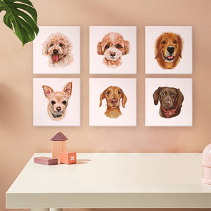 Mini Paint by numbers 6"x6" (6 pieces) - Cute Dogs