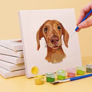 Mini Paint by numbers 6"x6" (6 pieces) - Cute Dogs