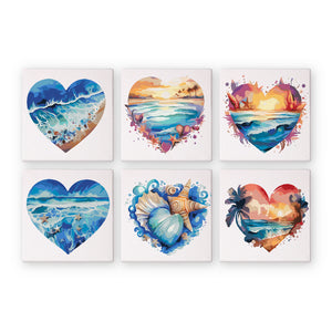 Mini Paint by numbers 6"x6" (6 pieces) - Romantic Beach Scenes