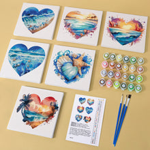 Load image into Gallery viewer, Mini Paint by numbers 6&quot;x6&quot; (6 pieces) - Romantic Beach Scenes