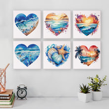 Load image into Gallery viewer, Mini Paint by numbers 6&quot;x6&quot; (6 pieces) - Romantic Beach Scenes