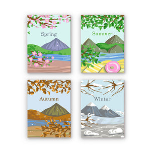 Mini Paint by numbers 6"x8" (4 pieces) - Spring Summer Autumn Winter Art Kit