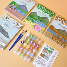 Load image into Gallery viewer, Mini Paint by numbers 6&quot;x8&quot; (4 pieces) - Spring Summer Autumn Winter Art Kit