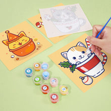 Load image into Gallery viewer, Mini Paint by numbers 8&quot;x8&quot; (6 pieces) - Christmas Cats in Cups