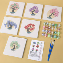 Load image into Gallery viewer, Mini Paint by numbers 6&quot;x6&quot; (6 pieces) - Seasonal Bonsai Tree