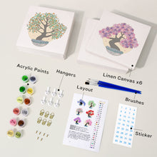 Load image into Gallery viewer, Mini Paint by numbers 6&quot;x6&quot; (6 pieces) - Seasonal Bonsai Tree