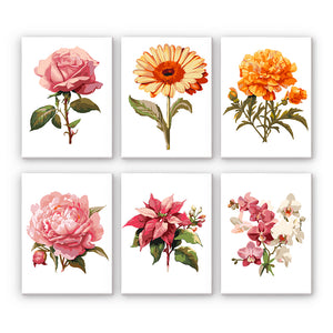 Mini Paint by numbers 6"x8" (6 pieces) - Spring Botanical Garden