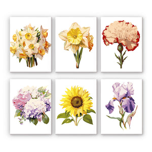 Mini Paint by numbers 6"x8" (6 pieces) - Floral Journey