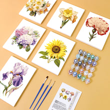 Load image into Gallery viewer, Mini Paint by numbers 6&quot;x8&quot; (6 pieces) - Floral Journey