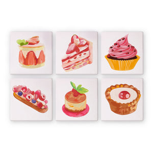 Mini Paint by numbers 6"x6" (6 pieces) - Sweet Desserts Series 1