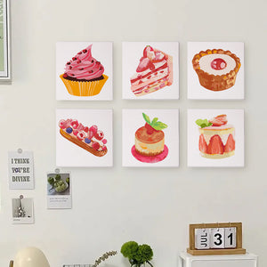 Mini Paint by numbers 6"x6" (6 pieces) - Sweet Desserts Series 1