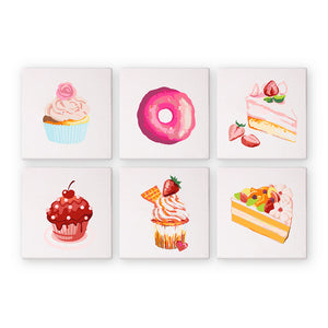 Mini Paint by numbers 6"x6" (6 pieces) - Sweet Desserts Series 2