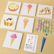 Load image into Gallery viewer, Mini Paint by numbers 6&quot;x6&quot; (6 pieces) - Sweet Desserts Series 3