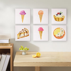 Mini Paint by numbers 6"x6" (6 pieces) - Sweet Desserts Series 3