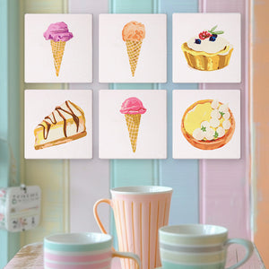 Mini Paint by numbers 6"x6" (6 pieces) - Sweet Desserts Series 3