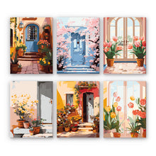 Load image into Gallery viewer, Mini Paint by numbers 6 pieces - European Architecture and Flowers