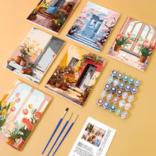 Load image into Gallery viewer, Mini Paint by numbers 6 pieces - European Architecture and Flowers