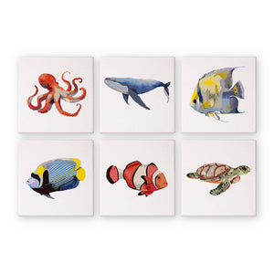 Mini Paint by numbers 6"x6" (6 pieces) - Ocean Creatures Series