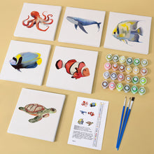 Load image into Gallery viewer, Mini Paint by numbers 6&quot;x6&quot; (6 pieces) - Ocean Creatures Series