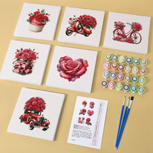 Load image into Gallery viewer, Mini Paint by numbers 6&quot;x6&quot; (6 pieces) - Red Rose Valentine&#39;s Day Series 1