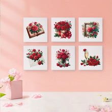 Load image into Gallery viewer, Mini Paint by numbers 6&quot;x6&quot; (6 pieces) - Red Rose Valentine&#39;s Day Series 2