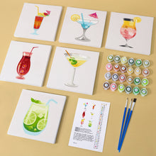 Load image into Gallery viewer, Mini Paint by numbers 6&quot;x6&quot; (6 pieces) - Cocktail Wall Art Series