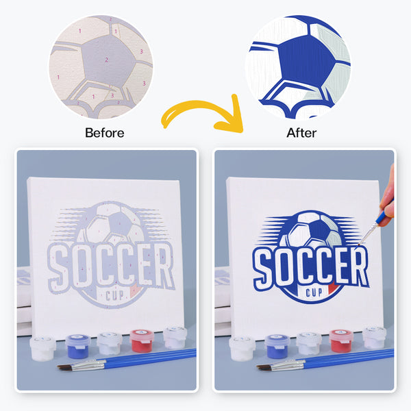 Mini Paint by numbers 6"x6" (4 pieces) - Football Cup