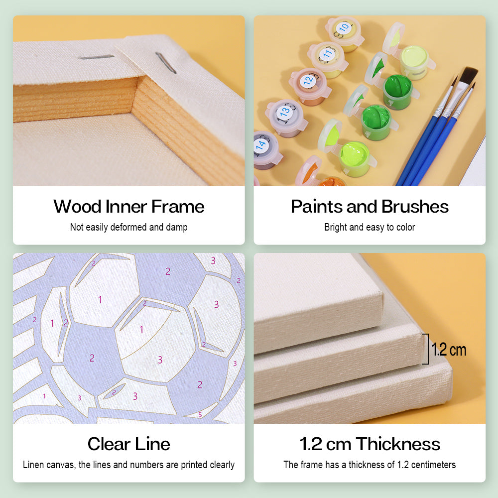 Mini Paint by numbers 6"x6" (4 pieces) - Football Cup