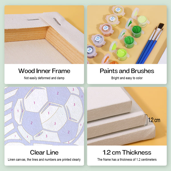 Mini Paint by numbers 6"x6" (4 pieces) - Football Cup