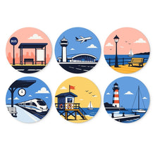 Load image into Gallery viewer, Mini Paint by Numbers Set - Discs Ø7.9" (6 pieces) - Places to Wander Figured'Art