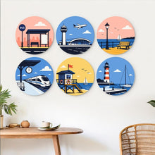 Load image into Gallery viewer, Mini Paint by Numbers Set - Discs Ø7.9" (6 pieces) - Places to Wander