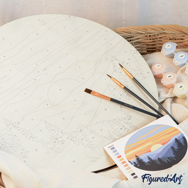 Paint by numbers on Wood Slice - Sunflower