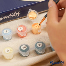 Load image into Gallery viewer, Paint by numbers on Wood Slice - Christmas Poinsettias