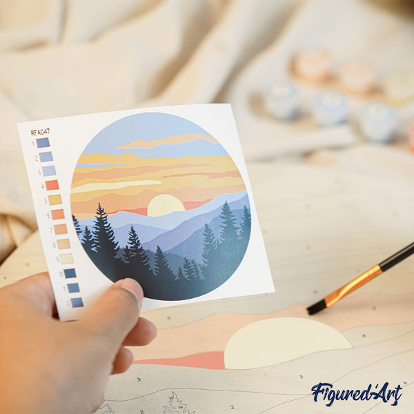 Paint by numbers on Wood Slice - The Great Wave