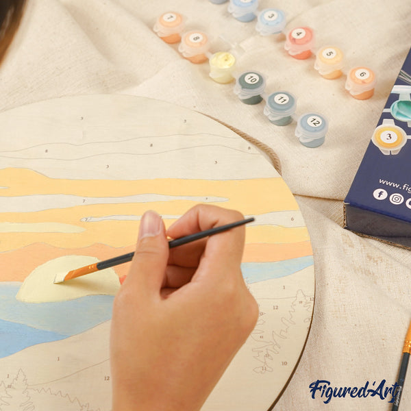 Paint by numbers on Wood Slice - Sunflower
