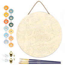 Load image into Gallery viewer, Paint by numbers on Wood Slice - Starry Night