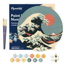 Load image into Gallery viewer, Paint by numbers on Wood Slice - The Great Wave