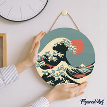 Load image into Gallery viewer, Paint by numbers on Wood Slice - The Great Wave