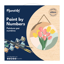 Load image into Gallery viewer, Paint by numbers on Wood Slice - Bouquet of Tulips