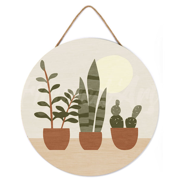 Paint by numbers on Wood Slice - Three plant pots