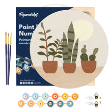 Load image into Gallery viewer, Paint by numbers on Wood Slice - Three plant pots