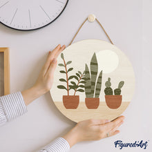 Load image into Gallery viewer, Paint by numbers on Wood Slice - Three plant pots