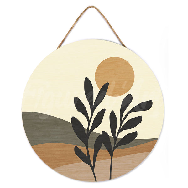 Paint by numbers on Wood Slice - Abstract Plants in the Sun