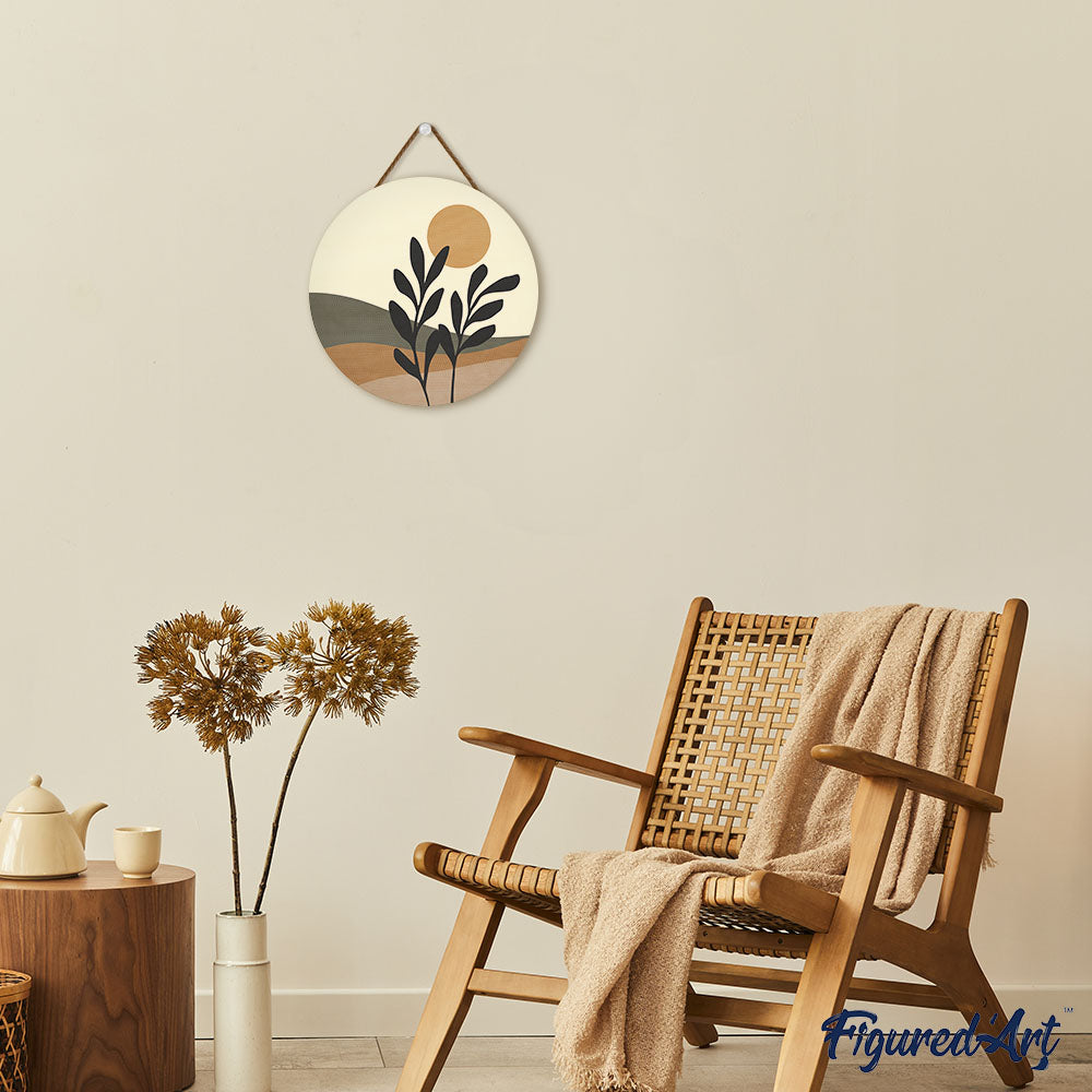 Paint by numbers on Wood Slice - Abstract Plants in the Sun