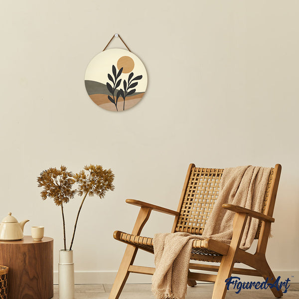 Paint by numbers on Wood Slice - Abstract Plants in the Sun